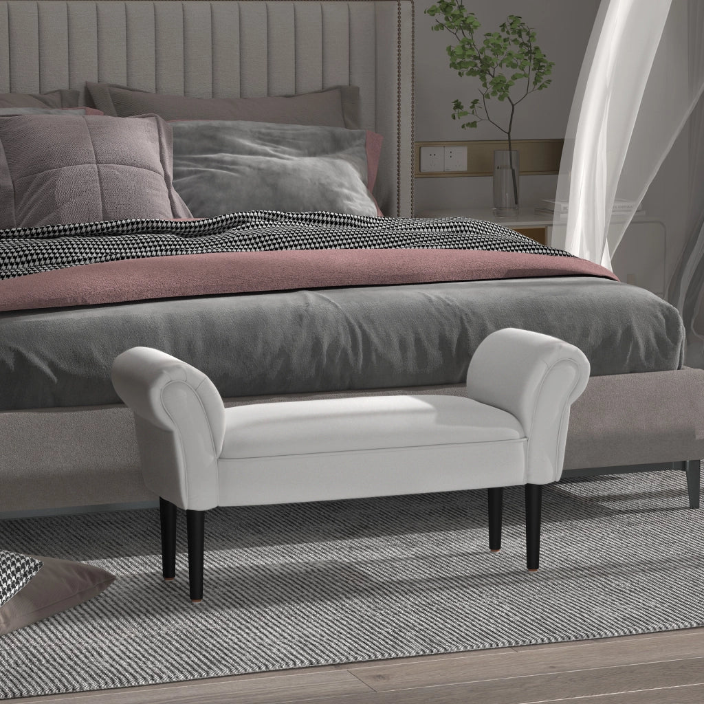 Panca Scarpiera con Braccioli ¨C Zephmum ¨C Grigio Bianco 102x36x51cm