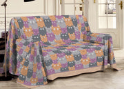 Telo Arredo Multiuso Linea Pensieri Delicati In Cotone Disegno Happy Cat - Singolo - Arancio