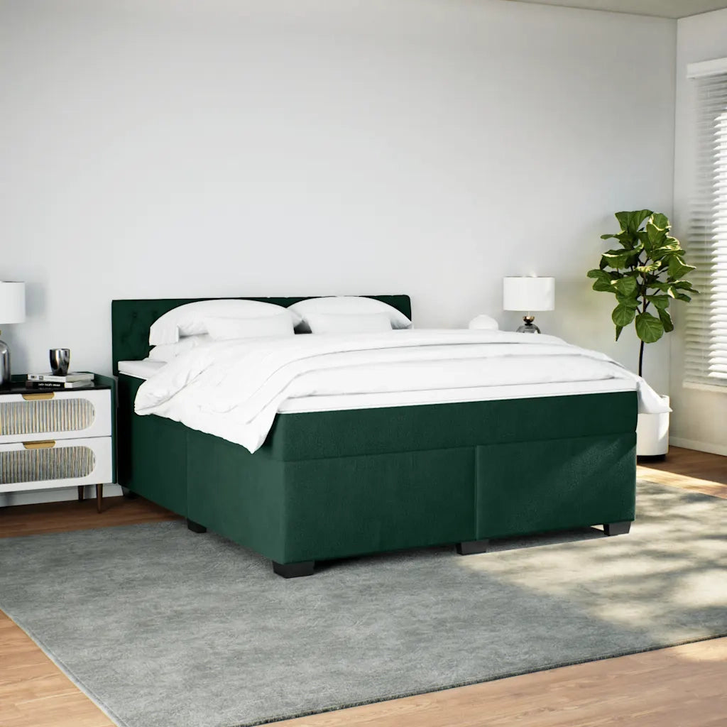 Giroletto a Molle con Materasso Verde Scuro 180x200 cm Velluto
