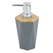 Trade Shop - Dispenser Sapone Liquido A Cilindro Esagonale Geometrico Grigio Legno Da Bagno 10846 -