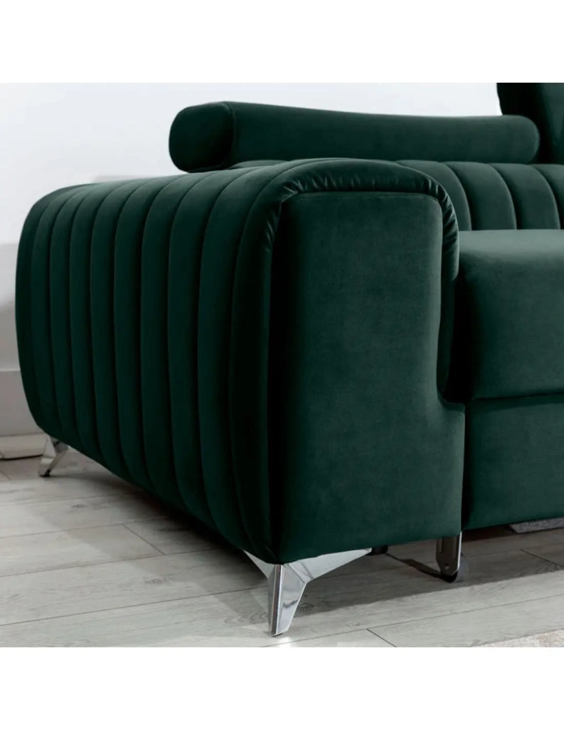 Divano ad angolo destro Verde scuro convertibile 3 posti JAYSON schienale sagomato