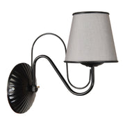Applique 'Hampshire' a Braccio Curvo per Interni Lampada da Parete con Portalampada Nero e Paralume a Tronco di Cono Grigio - lux.pro