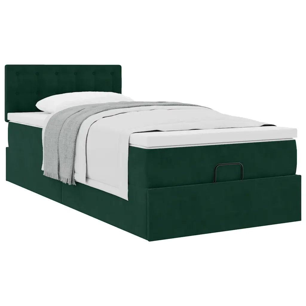 Struttura Letto Pouf con Materasso 100x200 cm Velluto