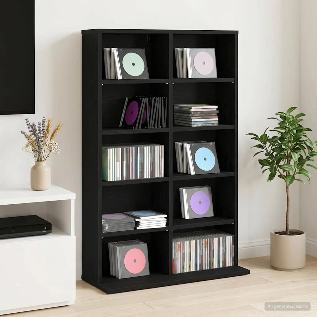Mobile per CD Rovere Nero 65 x 23,5 x 97,5 cm 8012676