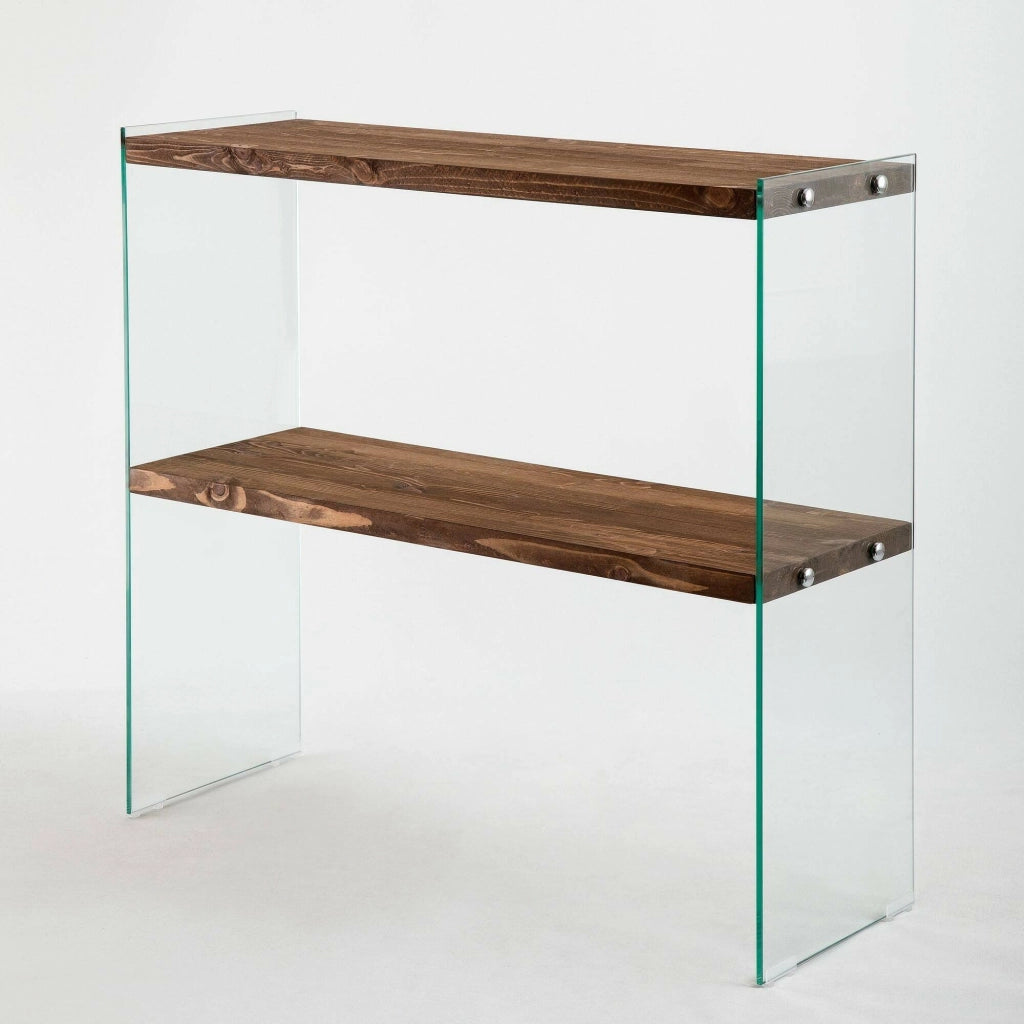 Consolle Doha, Tavolo multiuso, Mobiletto d'appoggio, Scrivania da corridoio, 90x30h80 cm, Noce