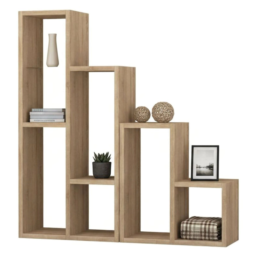 Libreria Naruto, Scaffale da ufficio, Mobile portalibri, Biblioteca, 84x20h89 cm, Quercia