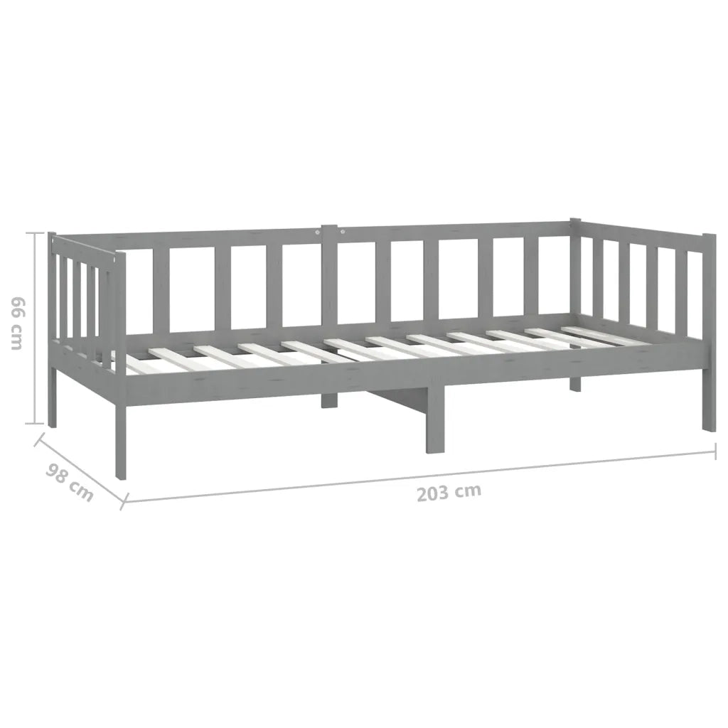 Divano Letto con Materasso 90x200 cm Grigio in Legno di Pino 3083621