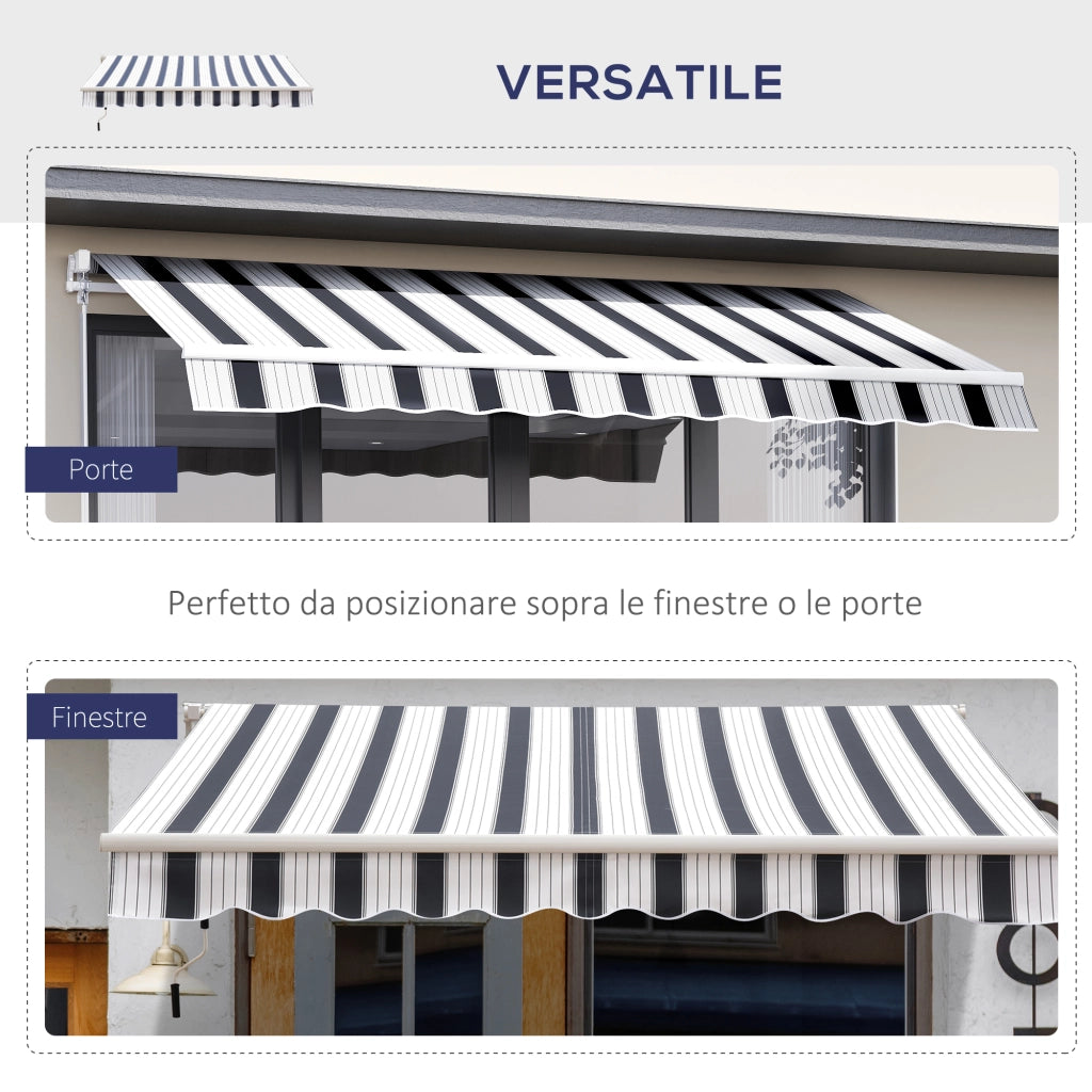 Tenda da Sole Avvolgibile Manuale ¨C zephmum ¨C Alluminio e Poliestere Blu e Bianco 250x200cm