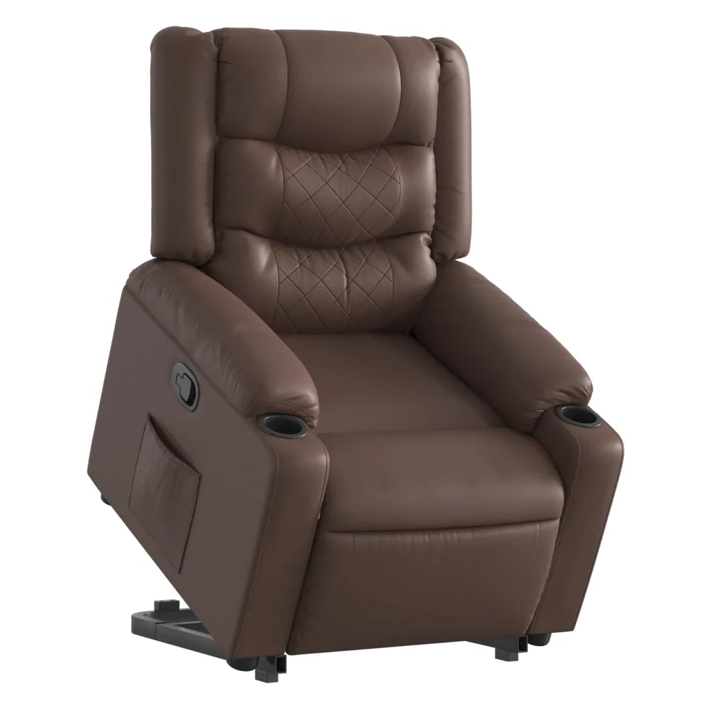 Poltrona Alzapersona Reclinabile Marrone in Similpelle 3206553