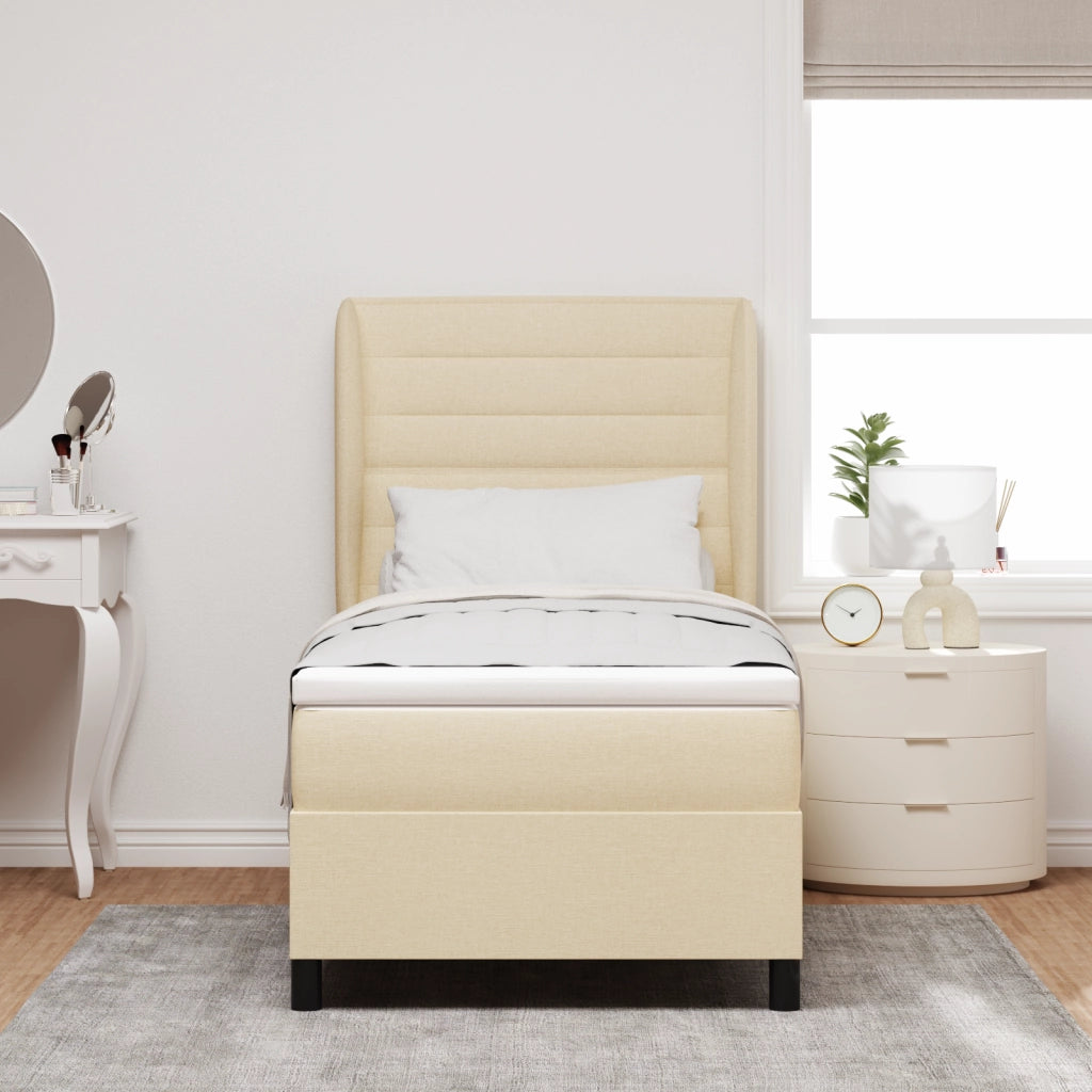 Letto a Rete con Materasso Crema 90x190 cm Tessuto