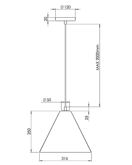 Lampada a Sospensione Cone, Struttura in Metallo e Plastica Vegetale, Attacco E27, IP20, Colore Senape, Diametro 316mm - Design Moderno