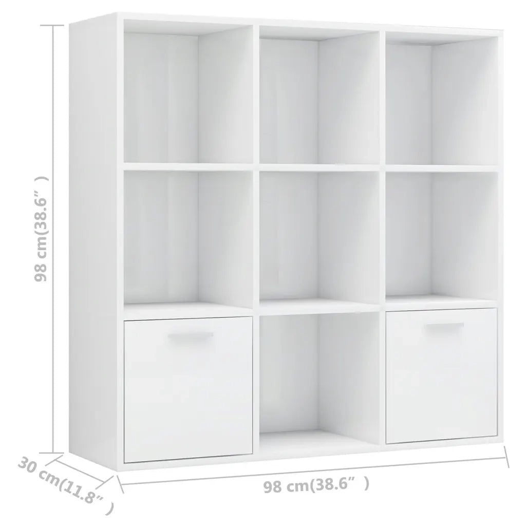 Libreria Bianco Lucido 98x30x98 cm in Legno Multistrato 801122