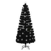 Albero Natale | Decorazioni natalizie con Fiocchi di Neve a LED Nero 210cm Fibra Ottica