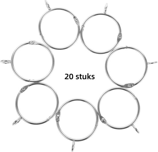20 set - anelli di sostegno per tende - anelli di metallo per tende - anelli aperti - anelli rotondi - diametro 5 cm (spessore circa 3 mm), adatti per tende, ganci per oggetti pesanti