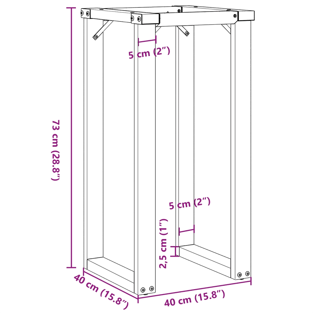Telaio Gambe a O per Tavolo da Pranzo 40x40x73 cm in Acciaio