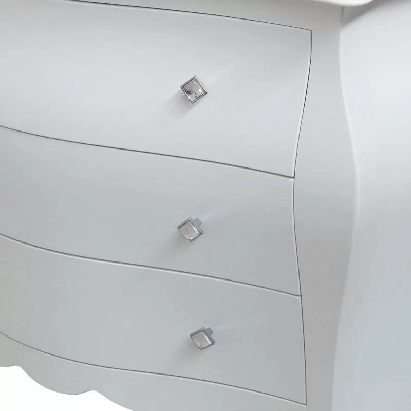 Cassettiera sagomata 3 cassetti legno bianco swarovski 116x42x85 - Mobili 2G