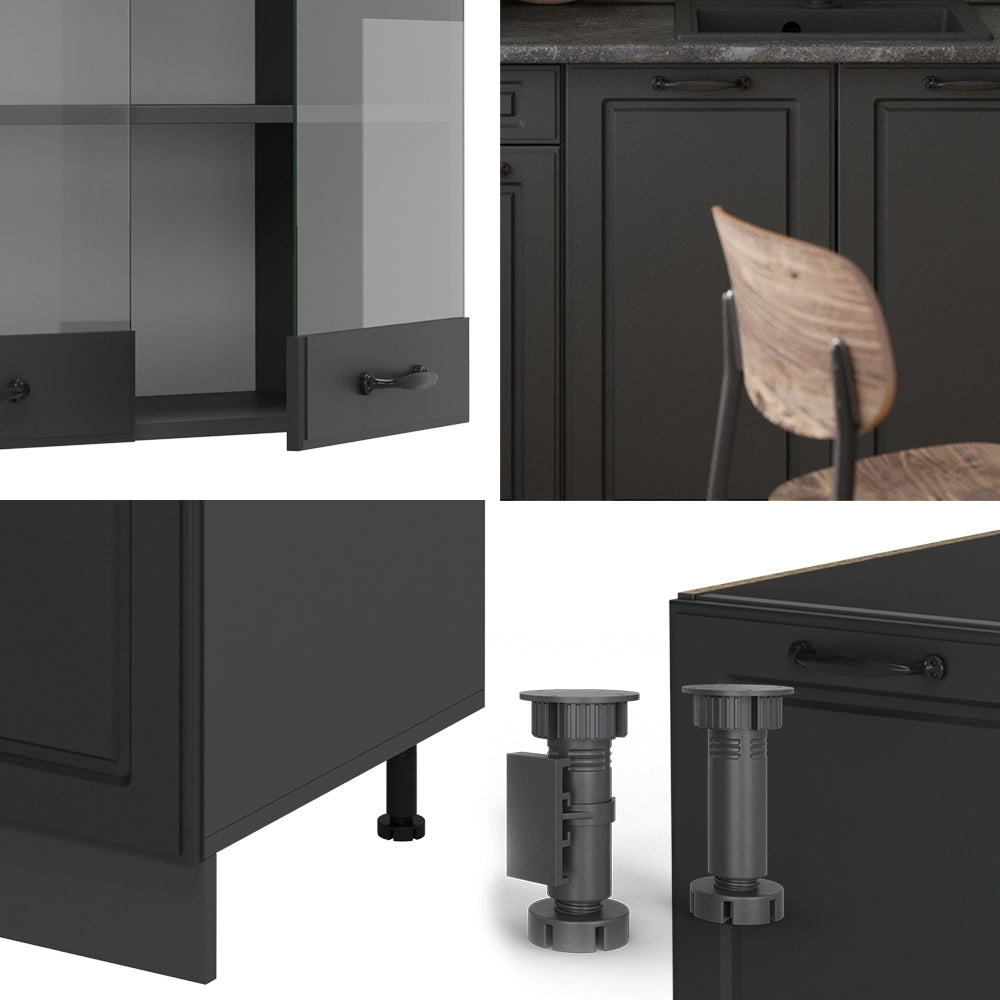 Cucina monoblocco R-Line Antracite rustico/Antracite 140 cm, PL Antracite Vicco