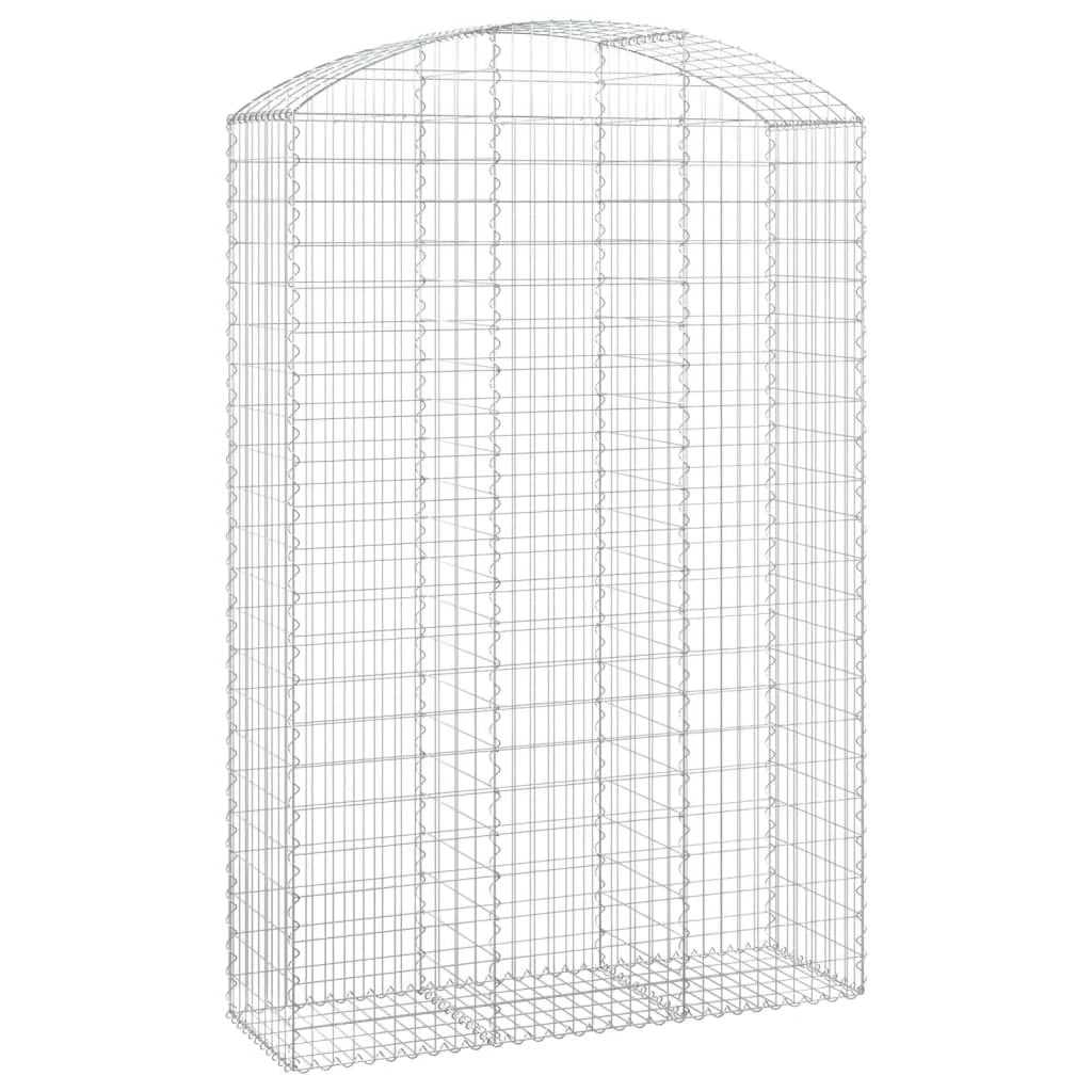 Cesto gabbione recinzione a gabbia muro di contenimento ad arco 150 x 50 x 220/240 cm ferro zincato argento 02_0039986