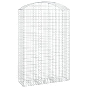 Cesto gabbione recinzione a gabbia muro di contenimento ad arco 150 x 50 x 220/240 cm ferro zincato argento 02_0039986