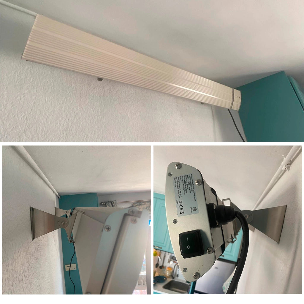 Sined Calore Bianco 1500 Riscaldatore a Infrarossi In Ceramica Da 1500w Bianco Nessuna Emissione Di Luce Elemento Riscaldante In Lega Di Alluminio Estruso Rivestimento Ceramico Telecomando Ip65