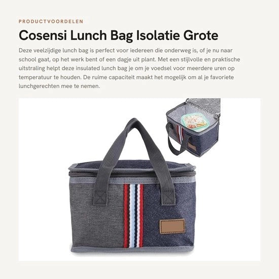 Tas Isolante per Cibo con Grande Capacità - Tas Portatile - Tas Isolante Termica - Tas di Stoccaggio - per Cibo - Tessuto Oxford + Foglio di Alluminio - Scatola di Pranzo