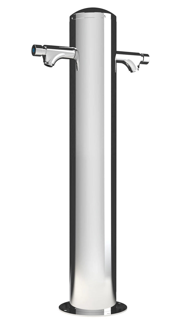 Fontana Lavapiedi da Giardino Doppio Rubinetto Temporizzato LAV-2P Finitura a Specchio