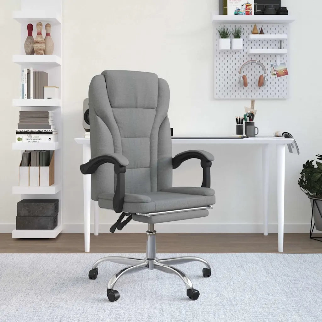 Sedia per studi-Poltrona da Ufficio Reclinabile Grigio Chiaro in Tessuto 999482