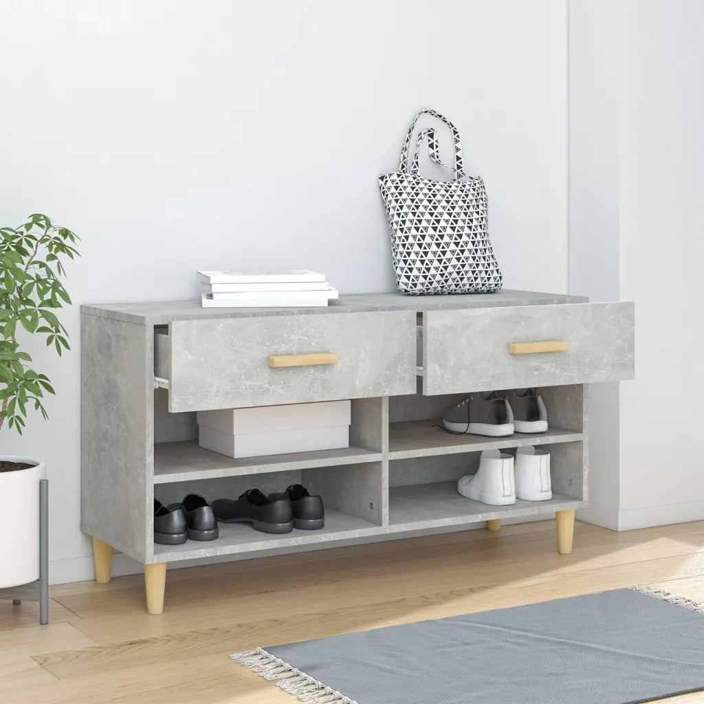 Scarpiera Grigio Cemento 102x35x55 cm in Legno Multistrato 812820