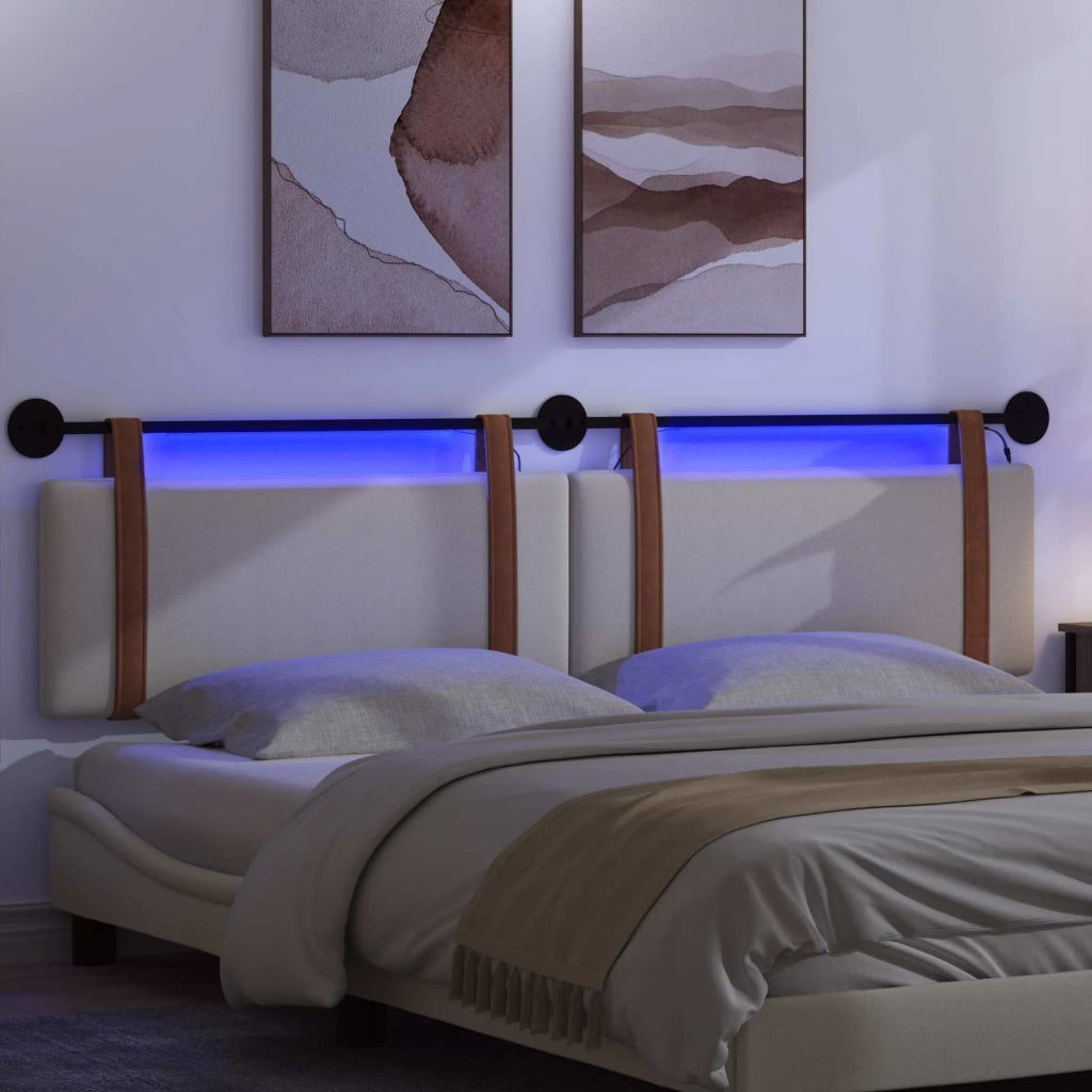Testiera sospesa Con luce LED Grigio Nuvola PU Antico 3424043
