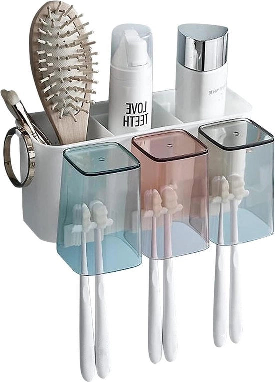 Sostituto di spazzolino da denti per parete - autofissante - 3 bicchieri - plastica