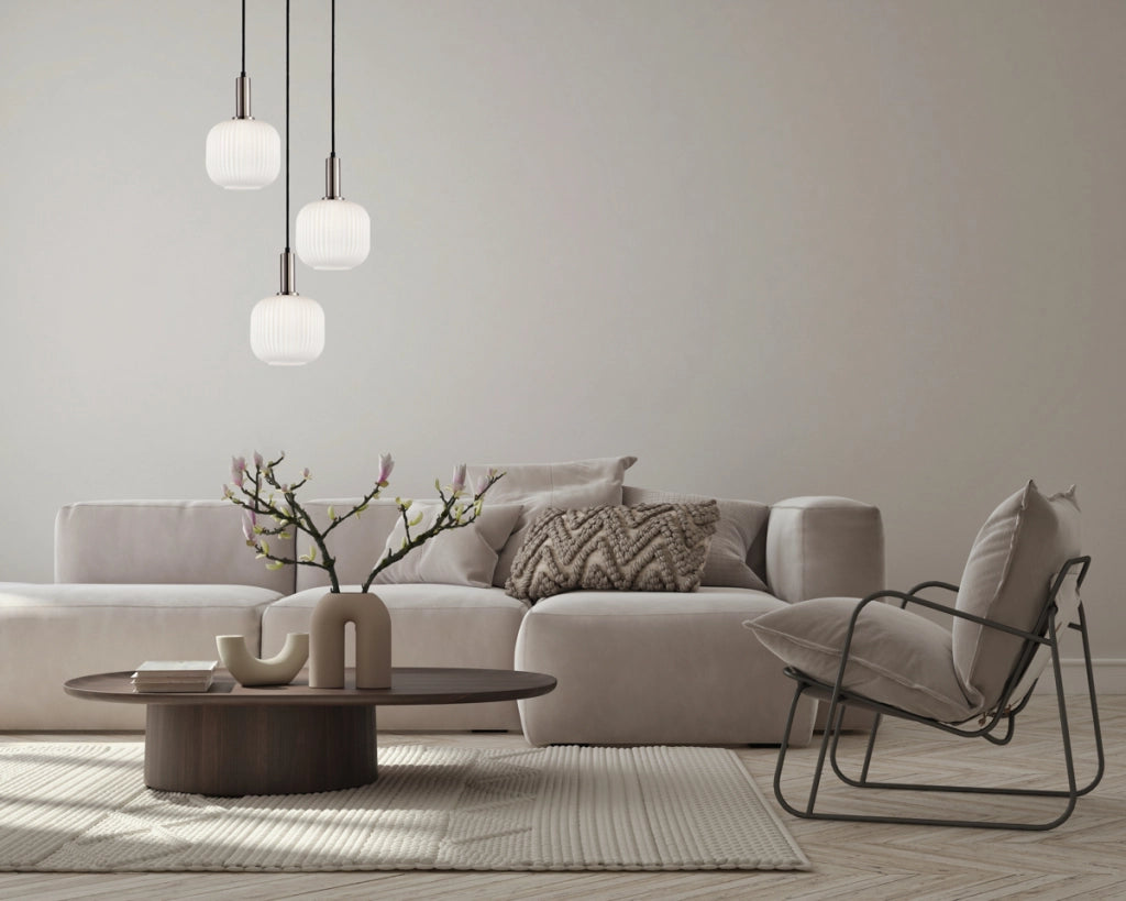 Sospensione Italux PENZI cromo 3 luci vetro bianco