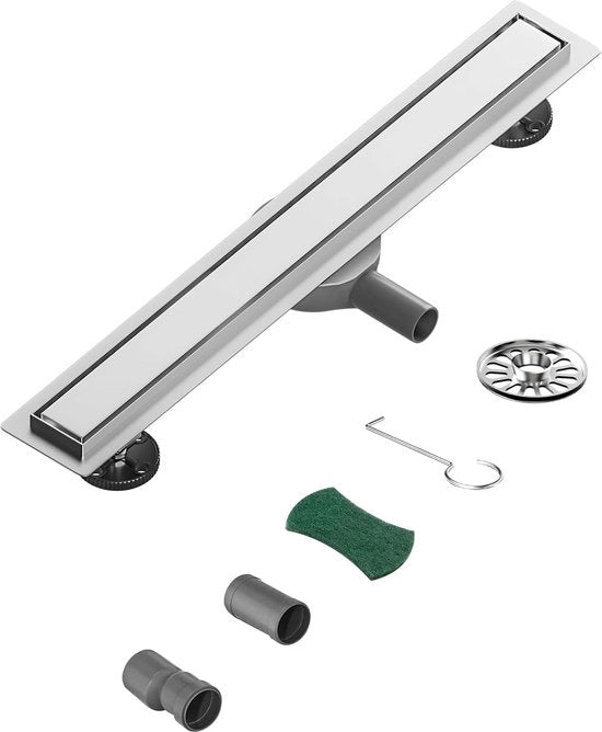Drenaggio vasca 60 cm in acciaio inox - 360° sifone installabile a pavimento con interruttore di odore e filtro capelli per bagno, esterno