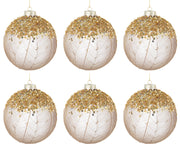 Palline di Natale in Vetro Oro Paillettes Decorazioni Addobbi Albero Aileen Diametro: 80 mm