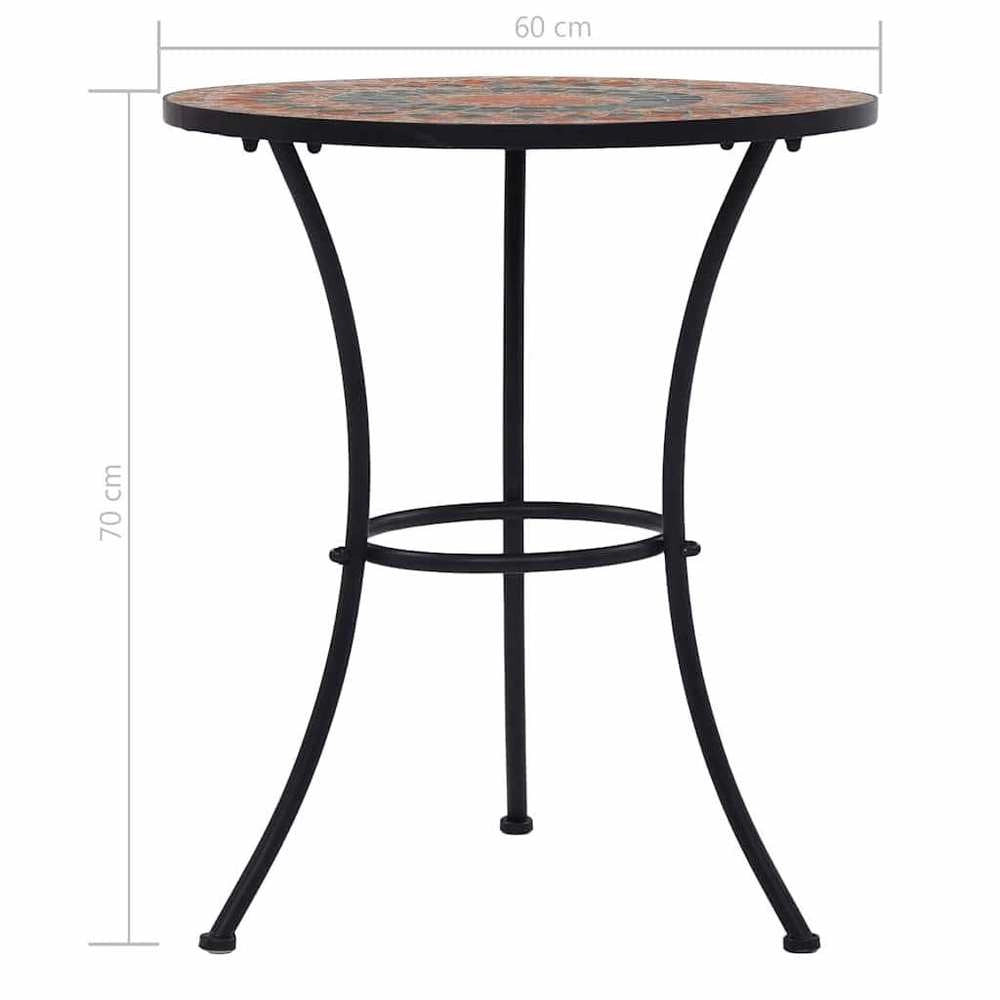 Mosaic Bistro Table, Orange/grey, 60 Cm, Ceramic