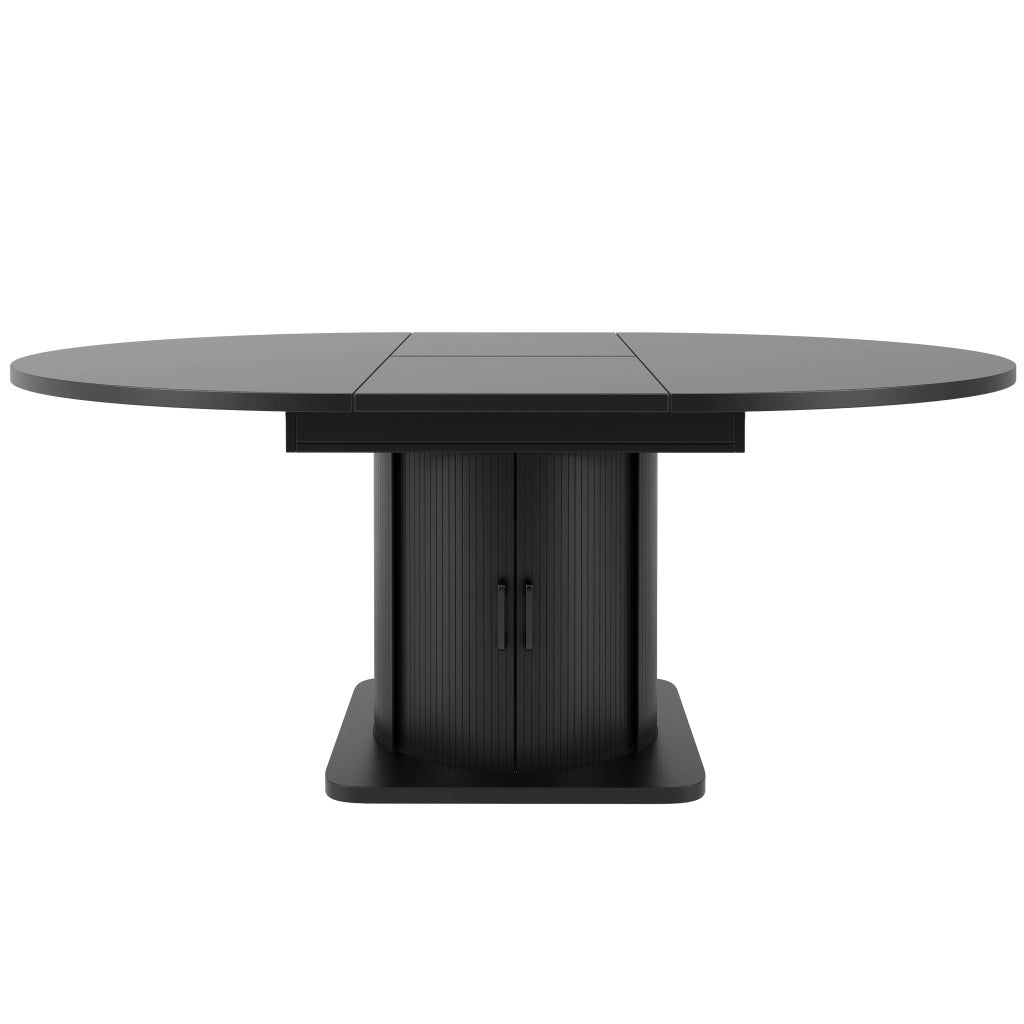 Tavolo da pranzo allungabile, 118-158 cm, per 6 persone, con cassetto, nero