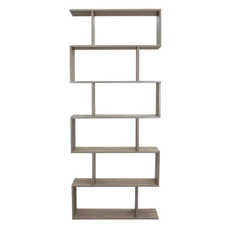 LIBRERIA ALANA CON 6 RIPIANI SFALSATI IN DESIGN MODERNO - COLORE NATURALE EFFETTO LEGNO