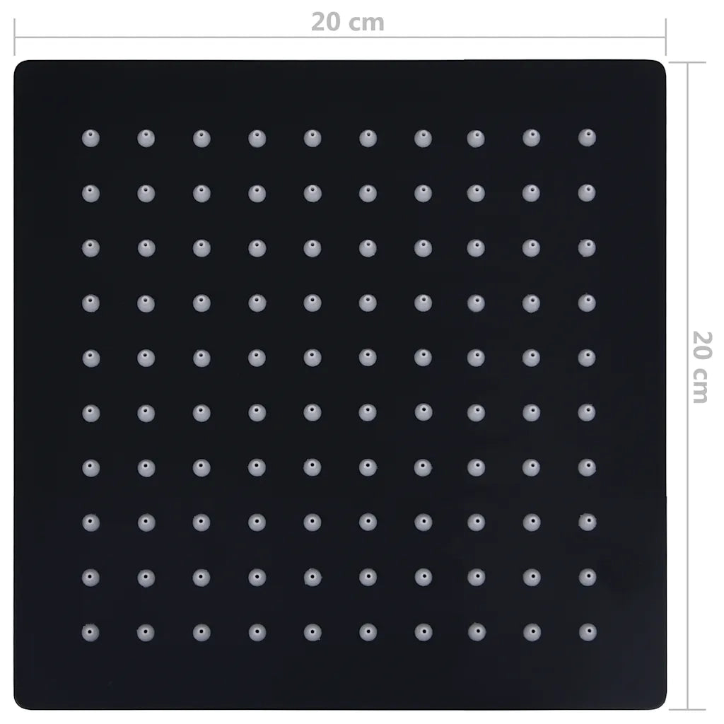 Testa Doccia a Pioggia in Acciaio Inoxe 20x20 cm Quadrata Nera CFW3824577