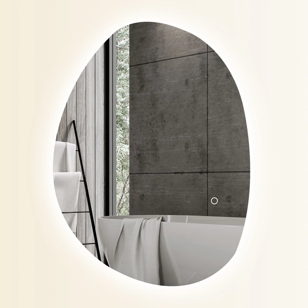 Specchio da Bagno LED con Luce Regolabile ¨C Xylo ¨C Vetro Temperato Argento 70x50 cm
