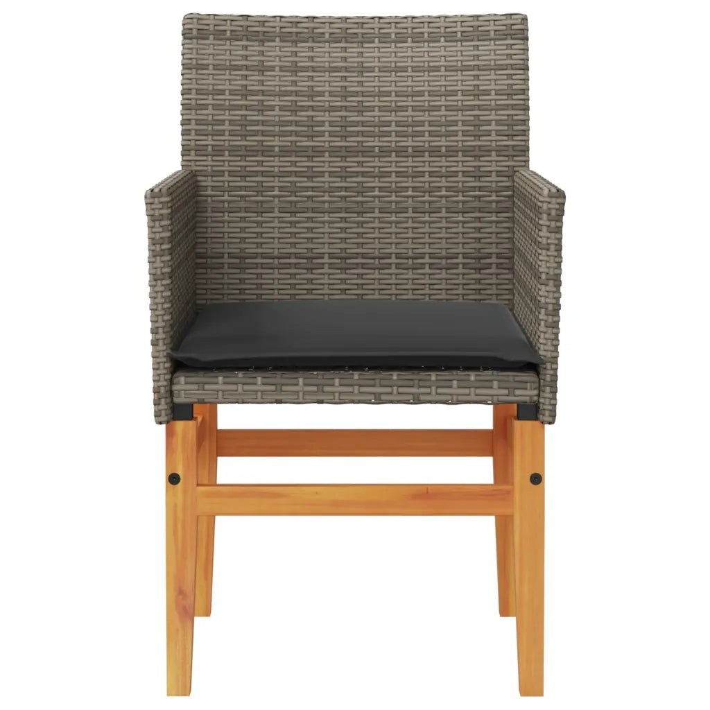 Sedie Giardino con Cuscini 2 pz | Sedie da Esterno Grigie Polyrattan Legno Massello