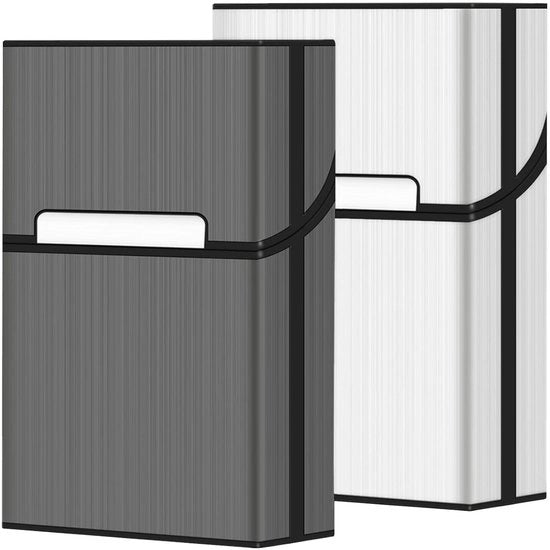 Set di contenitori portatili (lotto da 2), interruttore magnetico, adatto per uomini e donne, accessori, contenitori in metallo e plastica (grigio argento, 85 mm extra grande)