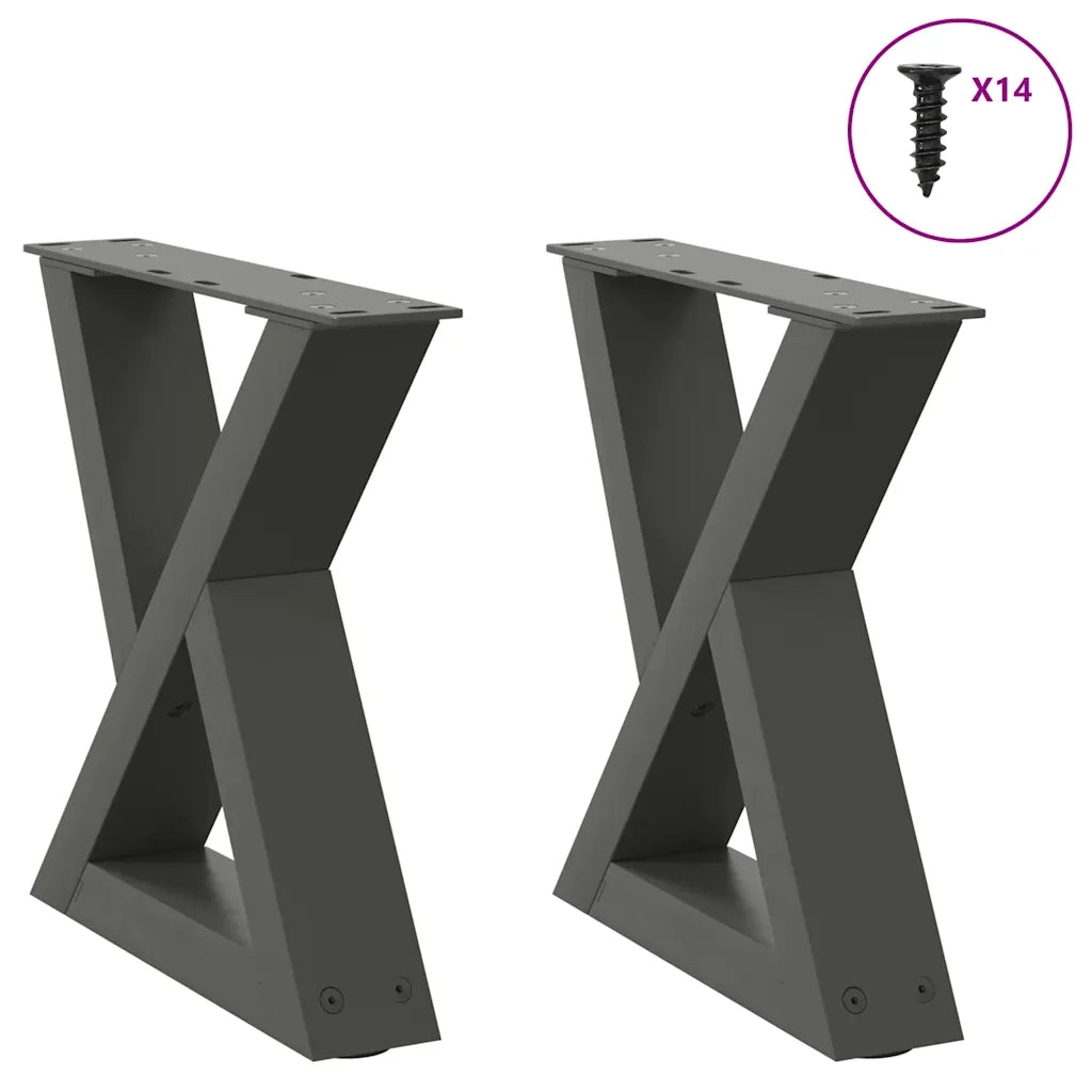 Gambe per tavolino 2 pz Antracite 30x(30-31,3) cm Acciaio