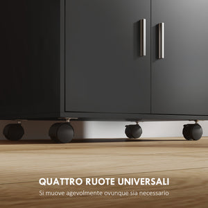 Mobile Cucina Multiuso 59x40x92 cm con Ripiano Estraibile in MDF Nero
