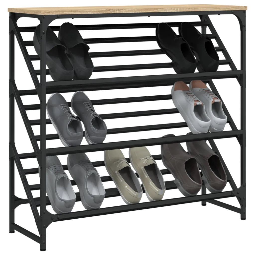 Scarpiera-Scaffale per scarpe Rovere Sonoma 90x30x85 cm in Legno Multistrato