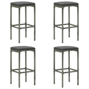 Sgabelli da Bar con Cuscini 4 pz Grigi in Polyrattan cod mxl 60223