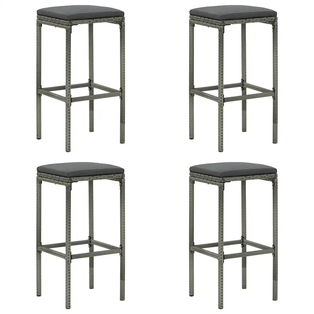Sgabelli da Bar con Cuscini 4 pz Grigi in Polyrattan cod mxl 60223