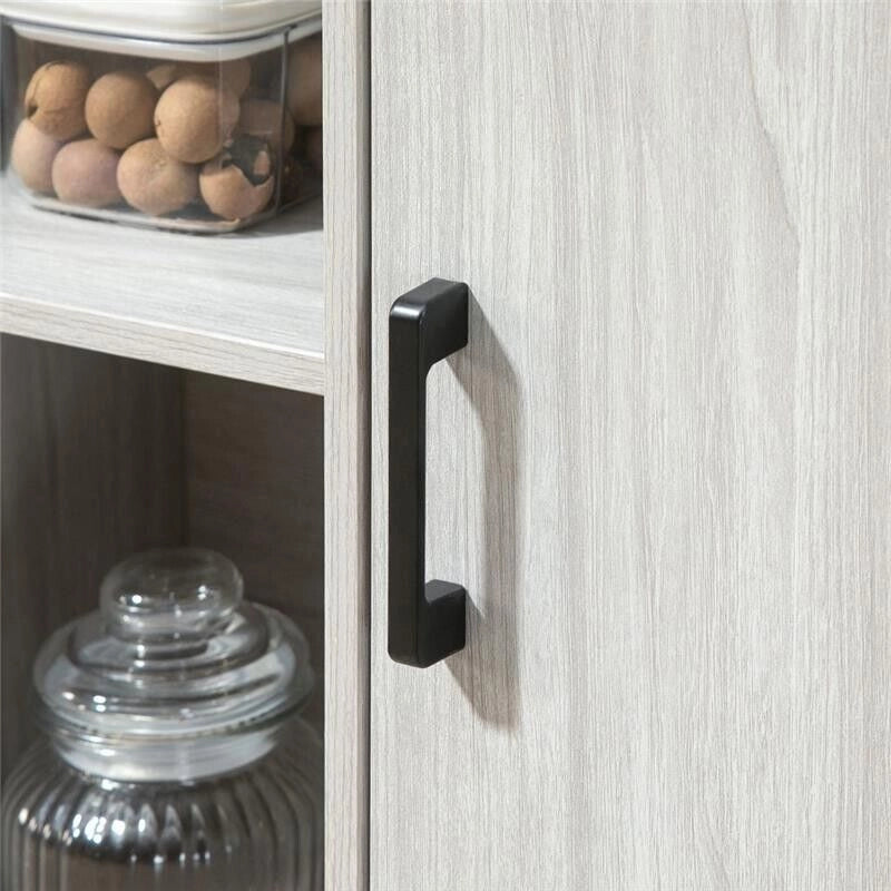 CREDENZA MODERNA IN LEGNO CON 2 ARMADIETTI E RIPIANI 100X34X87.2CM GRIGIO CHIARO