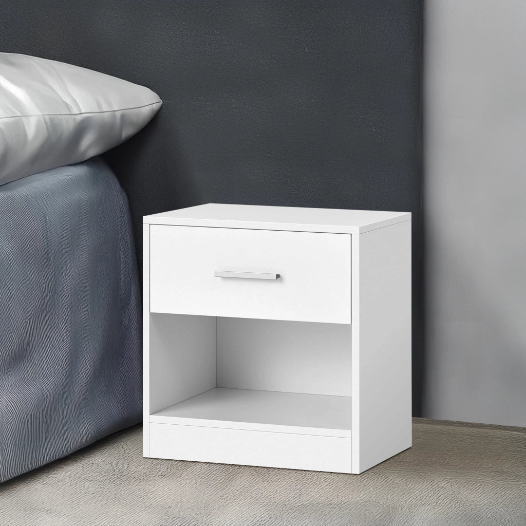 Comodino Moderno Cassetto Con Maniglia E Scomparto Aperto Camera Da Letto Portalibri Oggetti Mensola Libreria  - Bianco