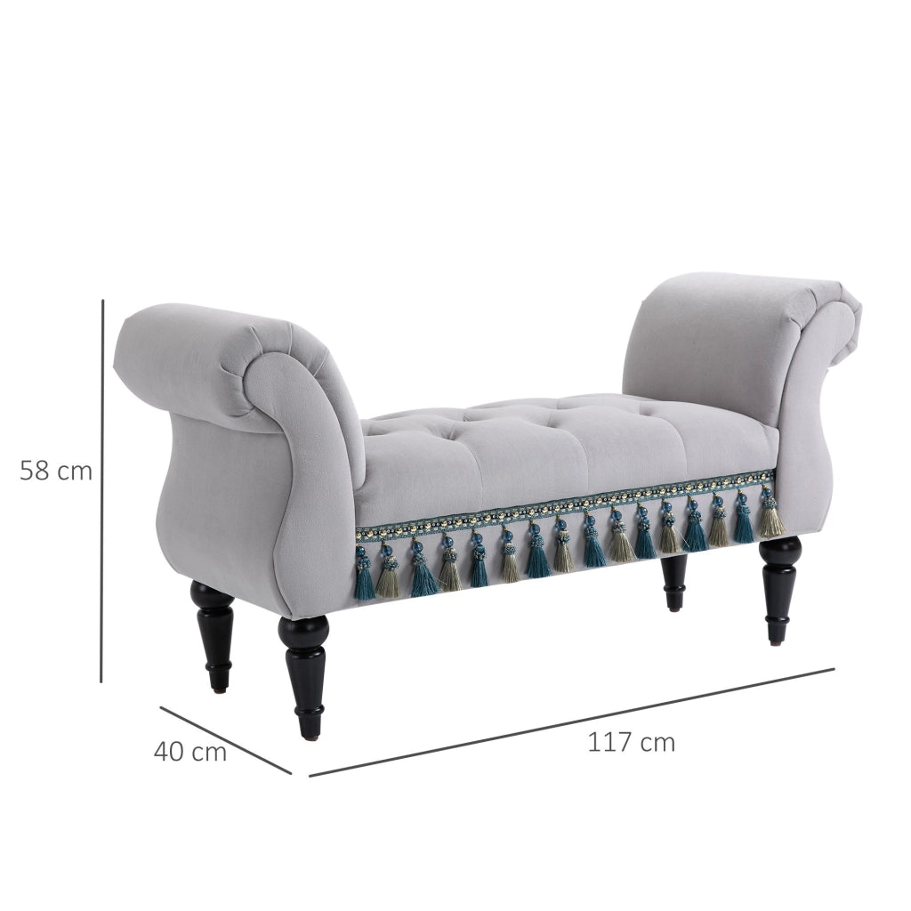 Panca Imbottita con Braccioli e Struttura in Legno ¨C zephmum ¨C Grigio Chiaro 117x40x58