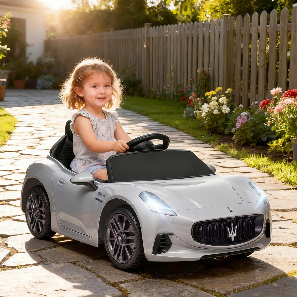 Macchina per Bambini 12V Maserati Gran Turismo Folgore con Telecomando, Et¨¤ 3-5 Anni, Grigio
