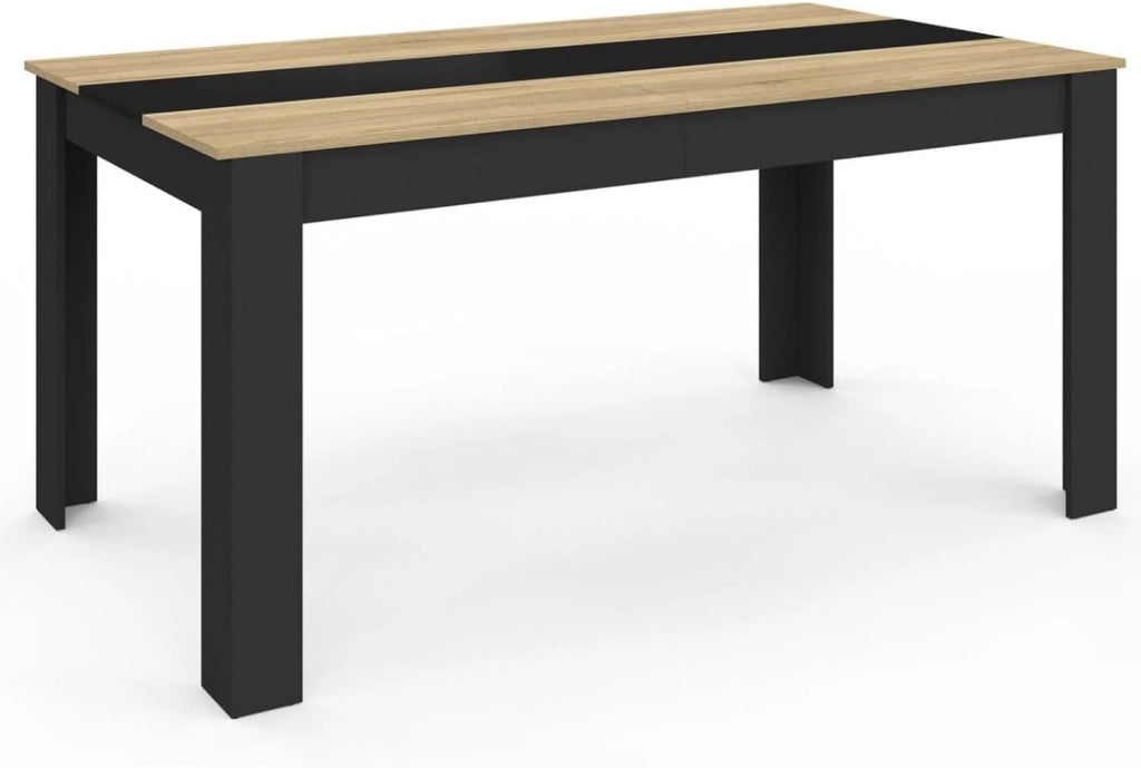 Tavolo da pranzo rettangolare GEORGIA per 8 persone in simil-faggio e nero 160 x 90 cm